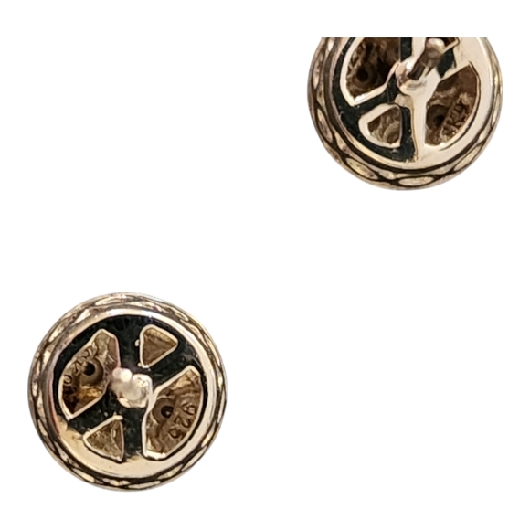 Diamond Halo Cluster Stud Earrings (1/10 ct. t.w.) in Sterling Silver New Macy's - Picture 3 of 9